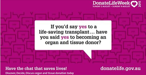 DonateLife Week is Sunday 2 - Sunday 9 August